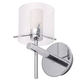 Lincoln 1 Light Bathroom Wall Light with Cylinder Glass Shade - Chrome